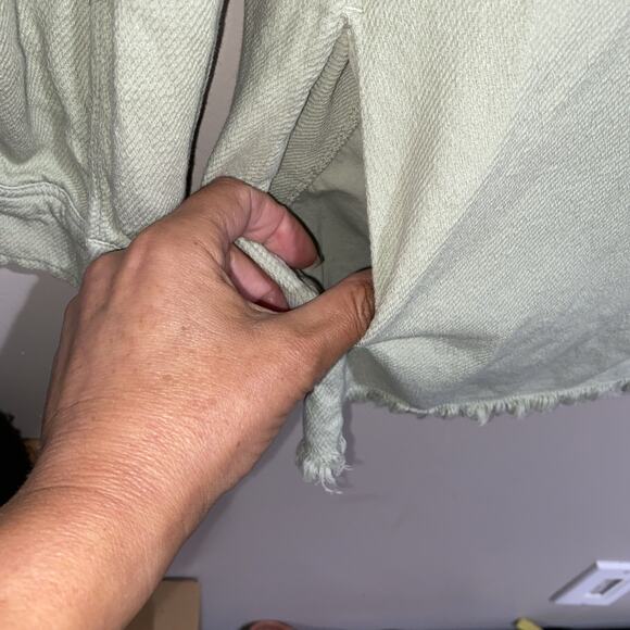 Zara Women's Light Green Denim Button Front Raw Hem Shirt Jacket Pockets Sz XS - Picture 4 of 8